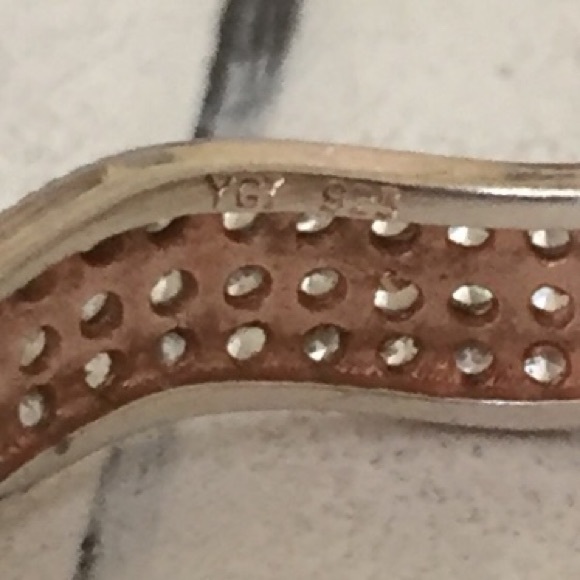 14k gold/925 wavy scalloped diamond pave ring - Picture 6 of 6